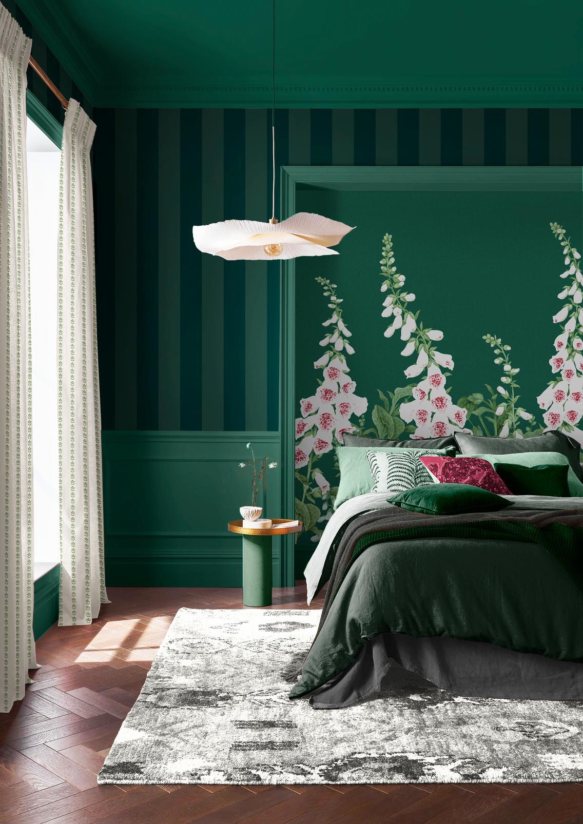 Quartet Stripe Wallpaper - Emerald - Graham & Brown - 131444 - Premier Wallcovering