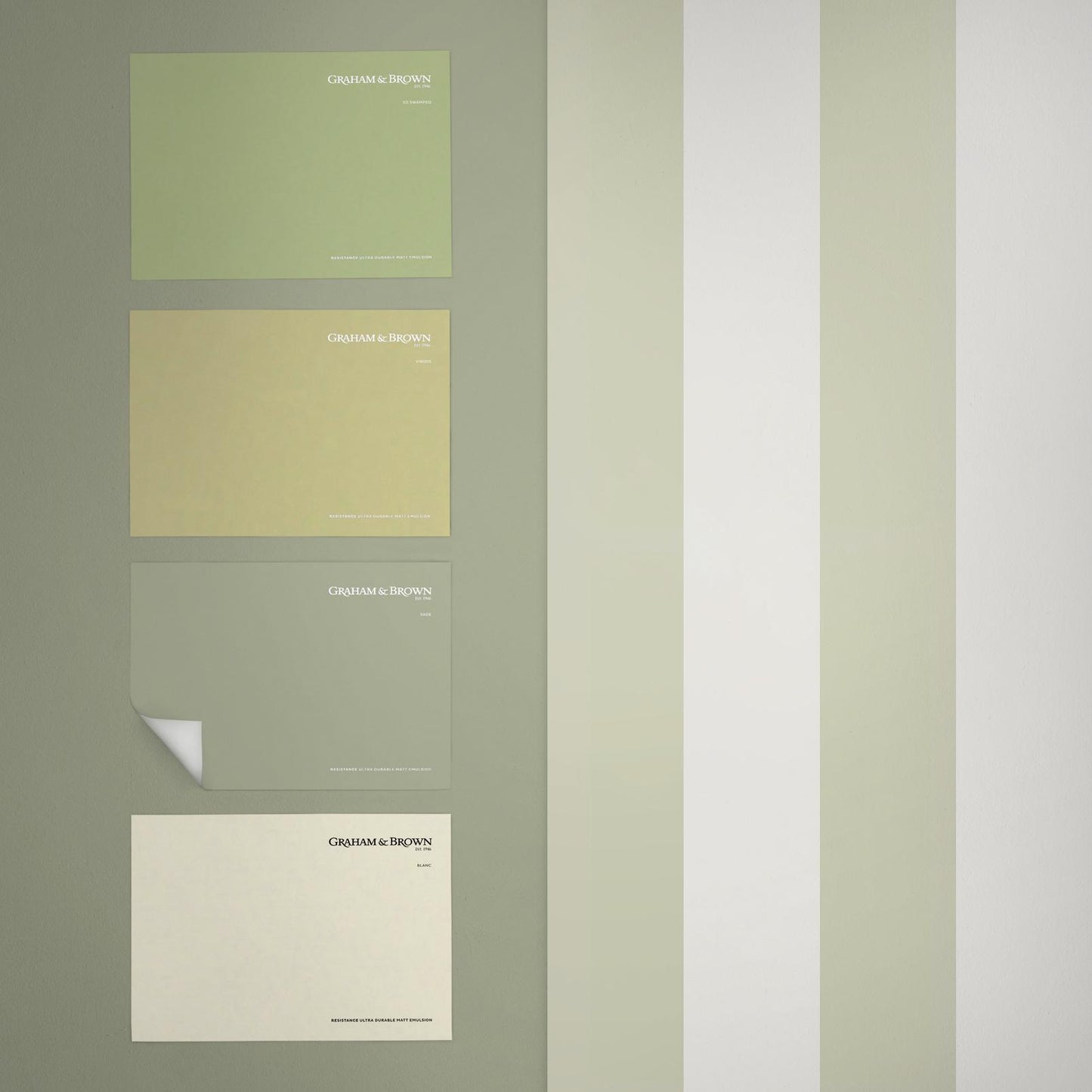 Quartet Stripe Wallpaper - Sage - Graham & Brown - 131442 - Premier Wallcovering