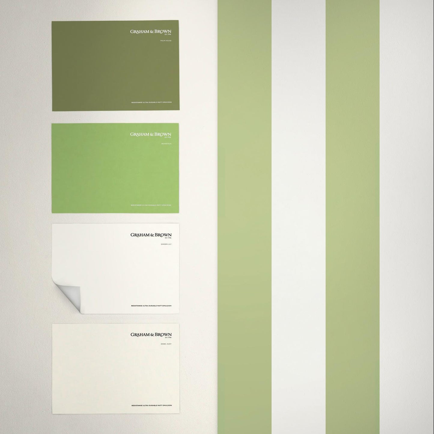 Quartet Stripe Wallpaper - Green - Graham & Brown - 131443 - Premier Wallcovering