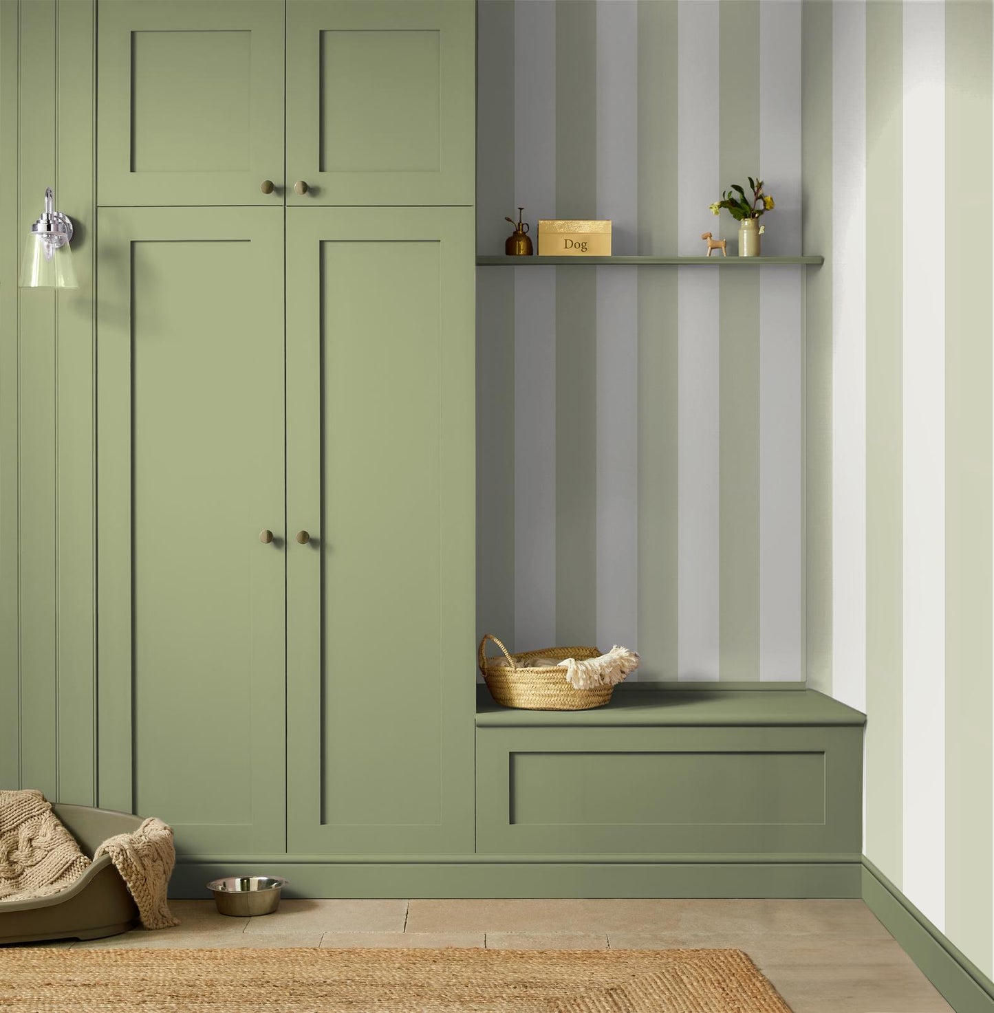 Quartet Stripe Wallpaper - Sage - Graham & Brown - 131442 - Premier Wallcovering