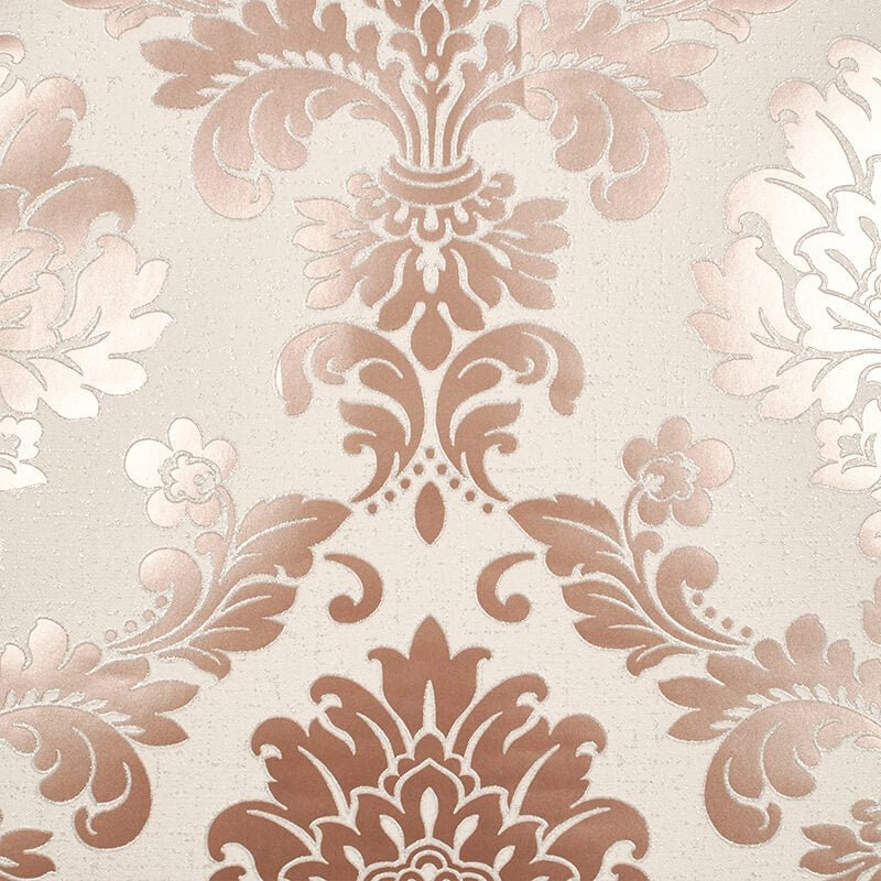 Quartz Damask Glitter Wallpaper - Rose Gold - Fine Décor - FD42204 - Premier Wallcovering