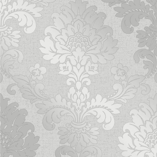 Quartz Damask Glitter Wallpaper - Silver - Fine Décor - FD41965 - Premier Wallcovering