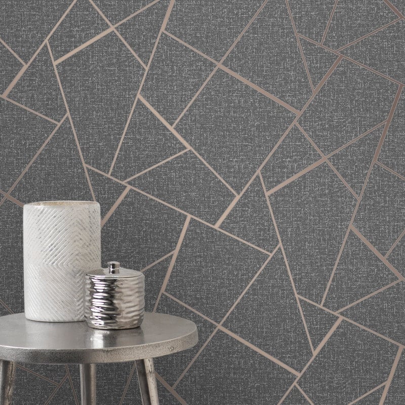 Quartz Fractal Glitter Metallic Wallpaper - Copper - Fine Décor - FD42283 - Premier Wallcovering