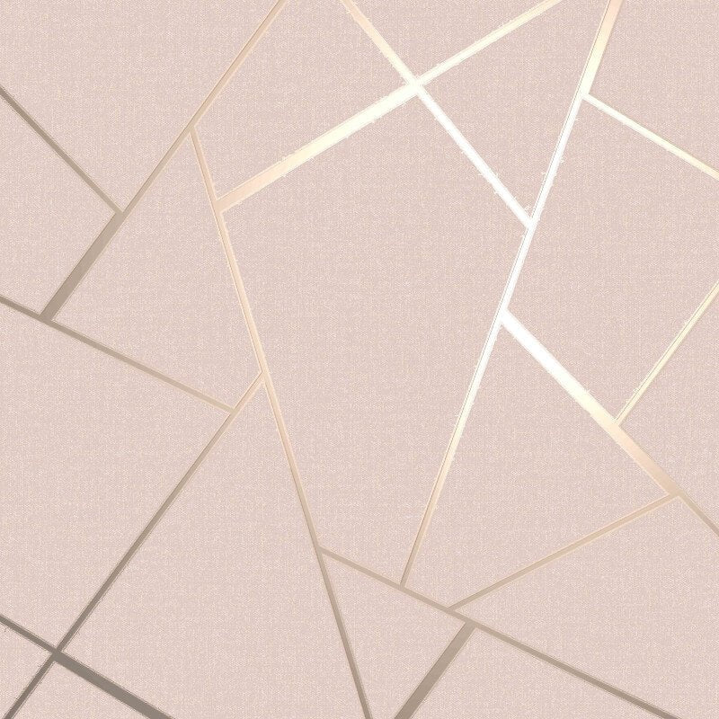 Quartz Fractal Glitter Metallic Wallpaper - Blush/Gold - Fine Décor - FD42682 - Premier Wallcovering