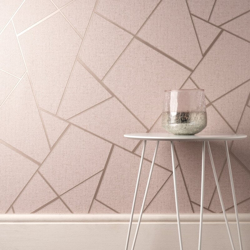 Quartz Fractal Glitter Metallic Wallpaper - Blush/Gold - Fine Décor - FD42682 - Premier Wallcovering