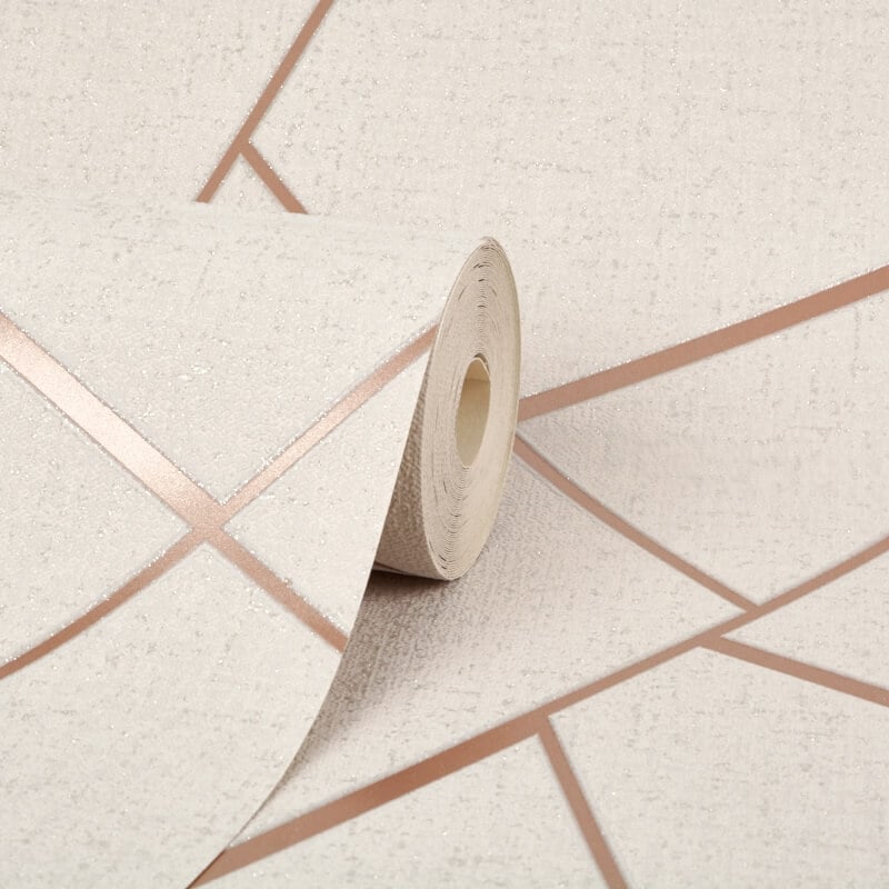 Quartz Fractal Glitter Metallic Wallpaper - Rose Gold - Fine Décor - FD42282 - Premier Wallcovering