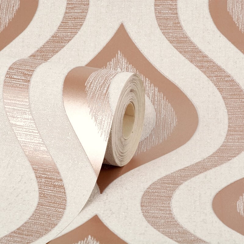 Quartz Geo Glitter Wallpaper - Rose Gold - Fine Décor - FD42206 - Premier Wallcovering
