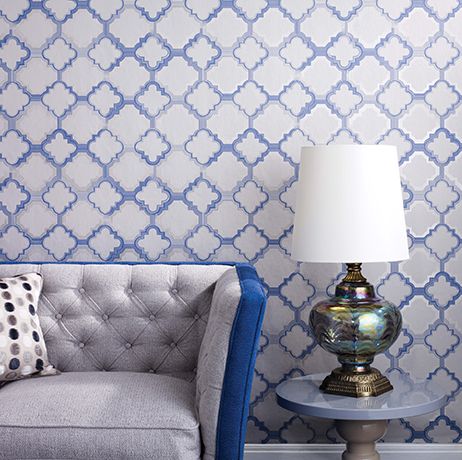 Quatrefoil Wallpaper - Blue/Grey - Osborne & Little - W6599-01 - Premier Wallcovering