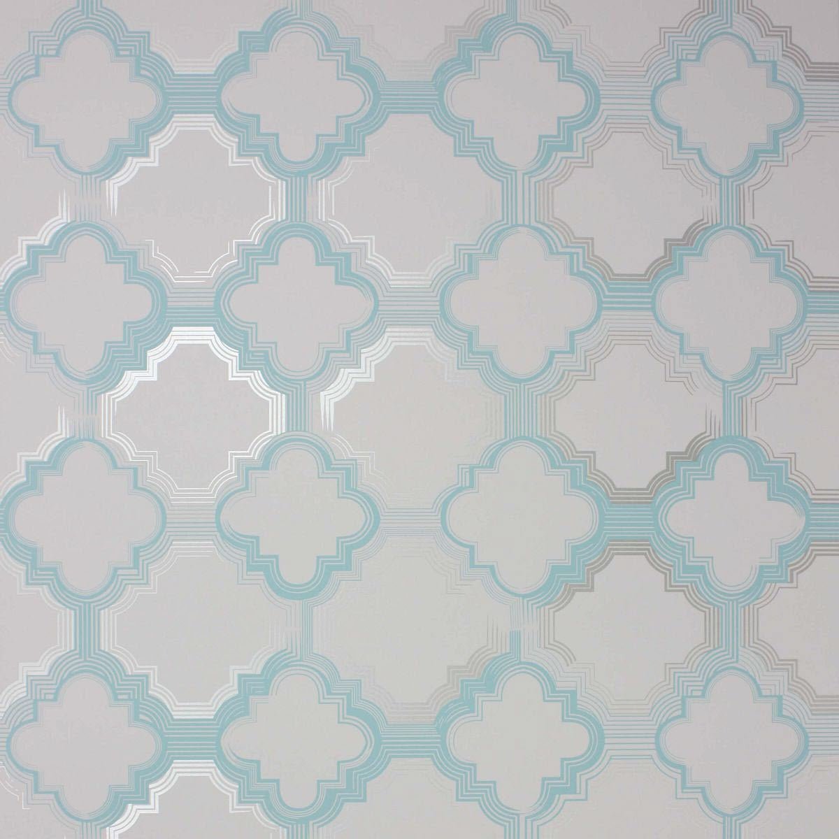 Quatrefoil Wallpaper - Blue/White - Osborne & Little - W6599-02 - Premier Wallcovering