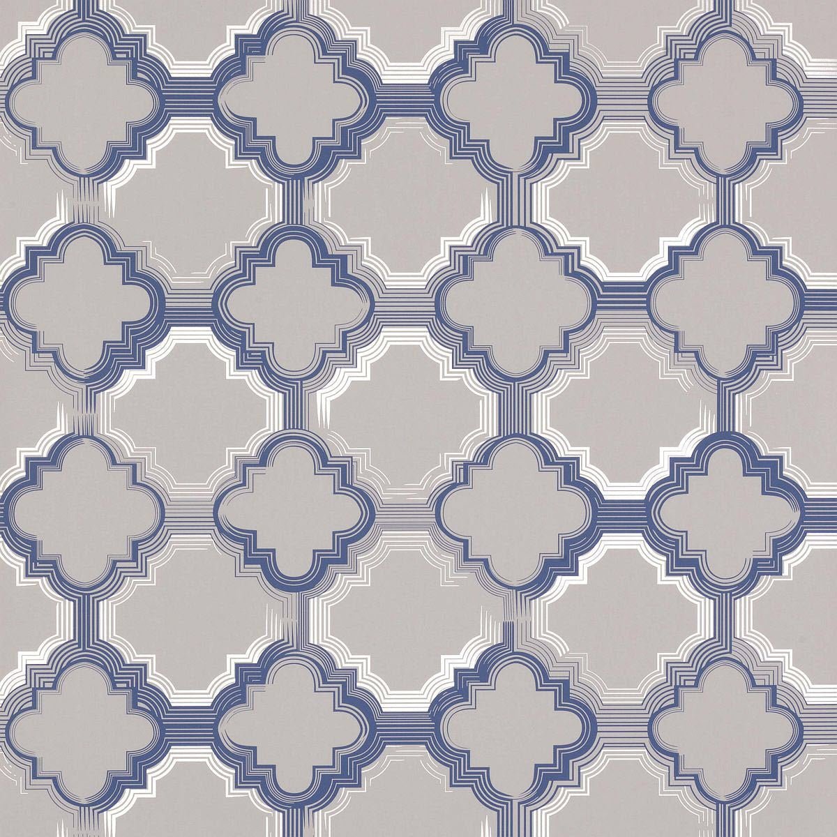 Quatrefoil Wallpaper - Blue/Grey - Osborne & Little - W6599-01 - Premier Wallcovering