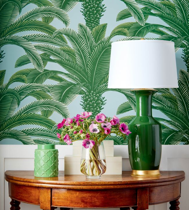 Queen Palm Wallpaper - Green - Thibaut - T13907 - Premier Wallcovering