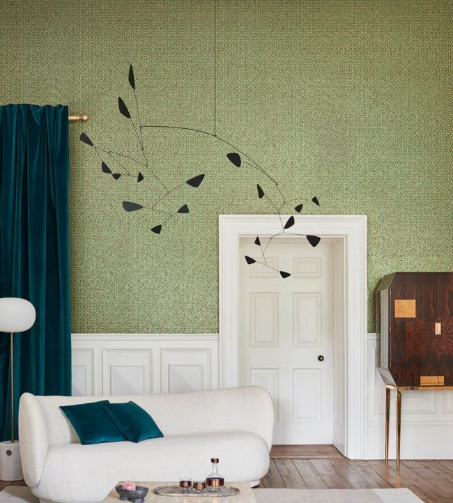 Queens Quarter Wallpaper - Emerald on Metallic Antique Gold - 118/10021 - Cole & Son - Premier Wallcovering
