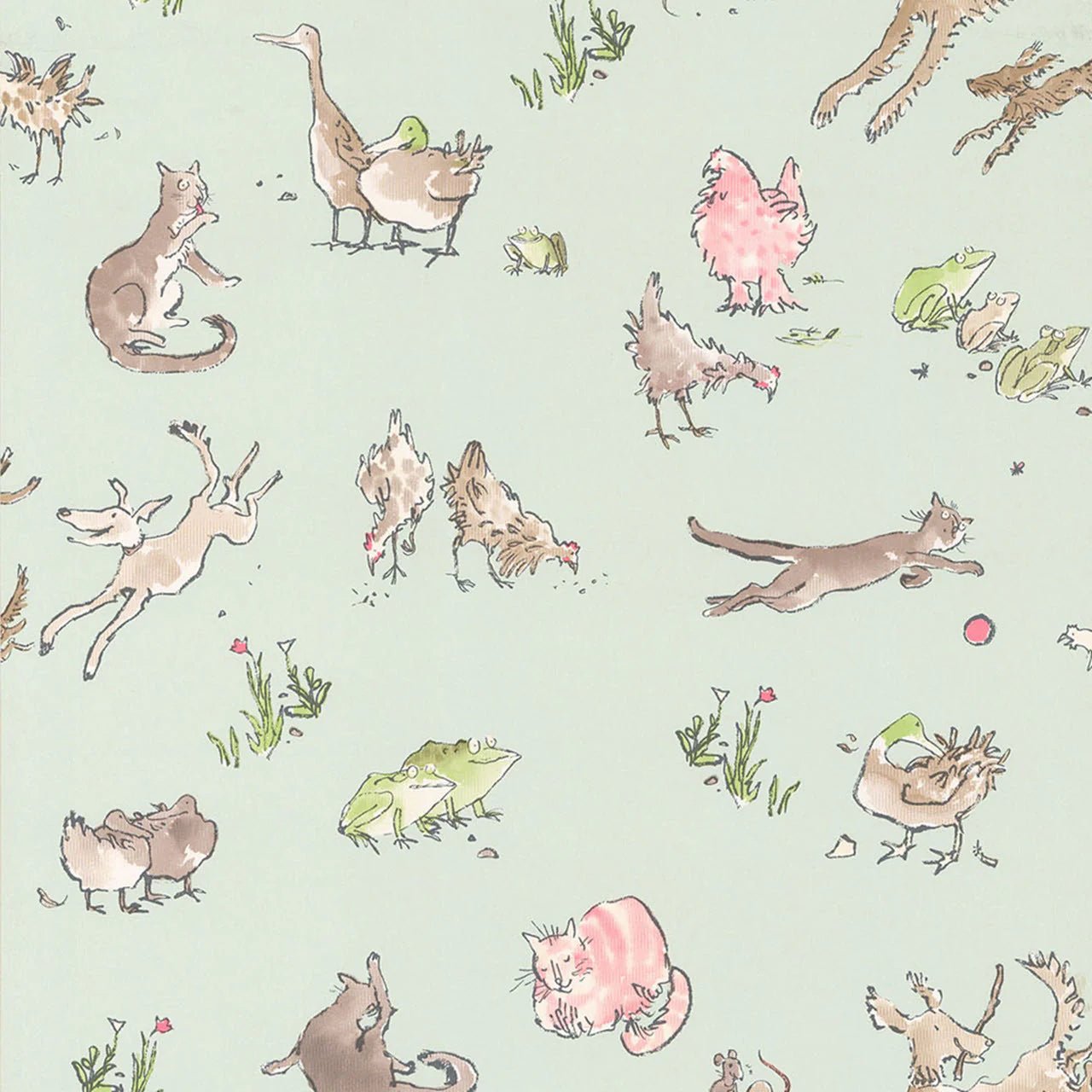 Quentins Menagerie Wallpaper - Aqua / Multi - Osborne & Little - W6063-06 - Premier Wallcovering