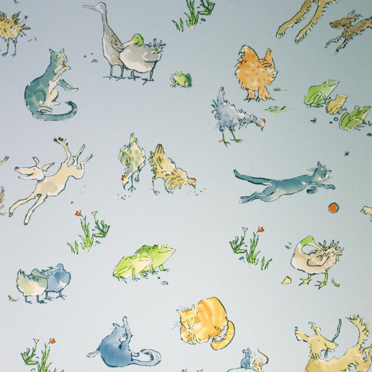 Quentin's Menagerie Wallpaper - Sky Blue - Osborne & Little - W6063-02 - Premier Wallcovering
