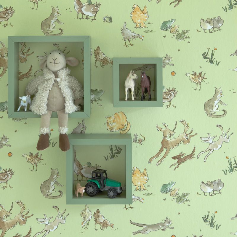 Quentins Menagerie Wallpaper - Lime - Osborne & Little - W6063-01 - Premier Wallcovering