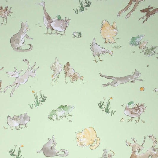 Quentins Menagerie Wallpaper - Lime - Osborne & Little - W6063-01 - Premier Wallcovering