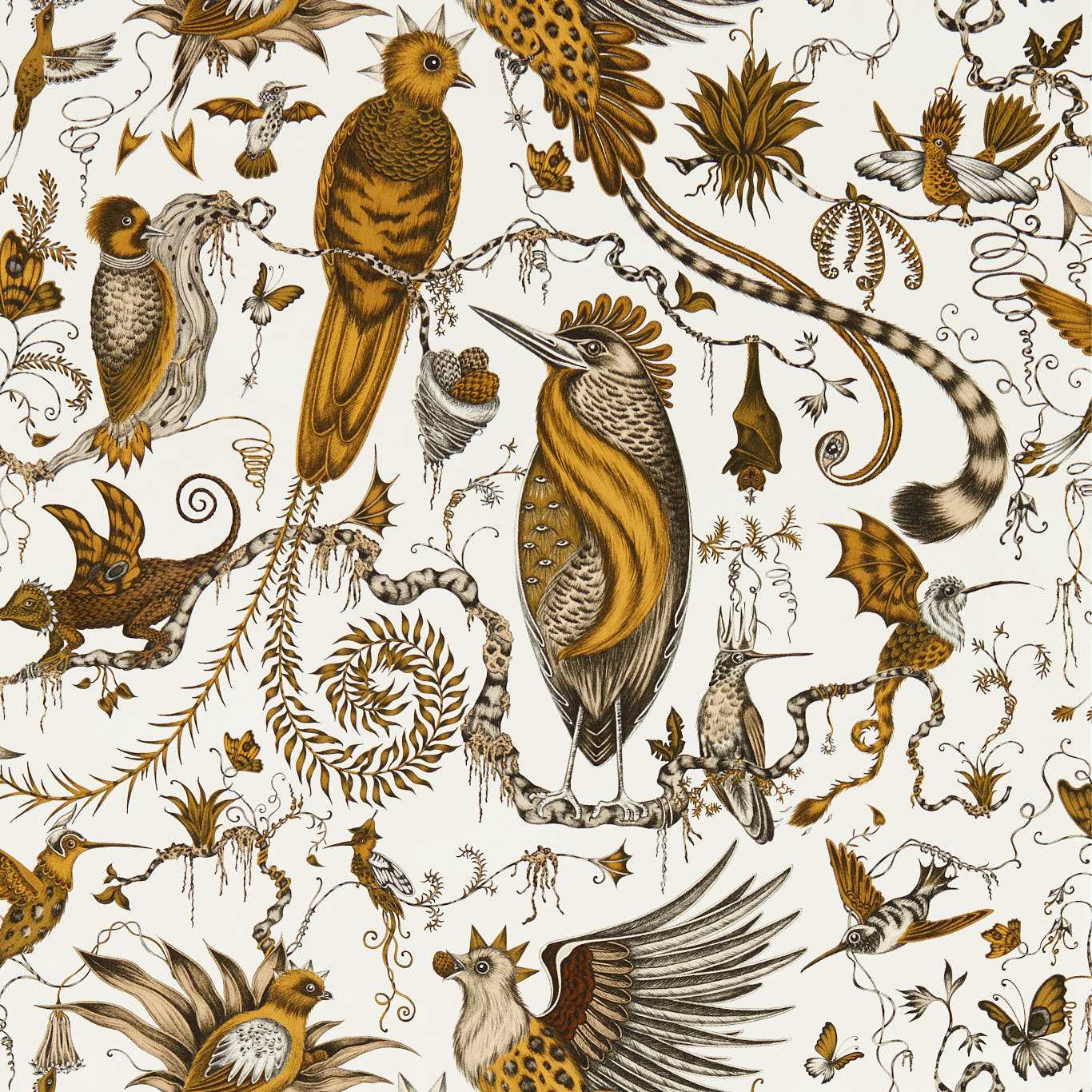 Quetzal Wallpaper - Gold - Clarke & Clarke - Emma J Shipley - W0217/02 - Premier Wallcovering