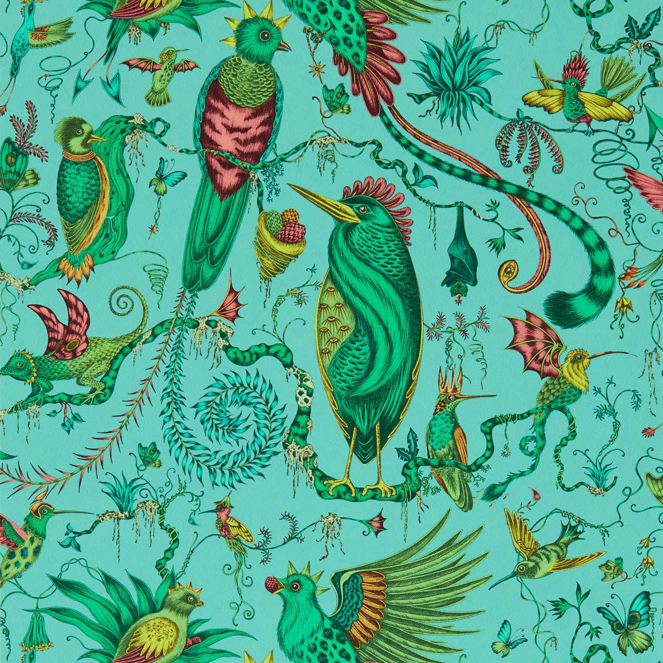 Quetzal Wallpaper - Aqua - Clarke & Clarke - Emma J Shipley - W0217/01 - Premier Wallcovering