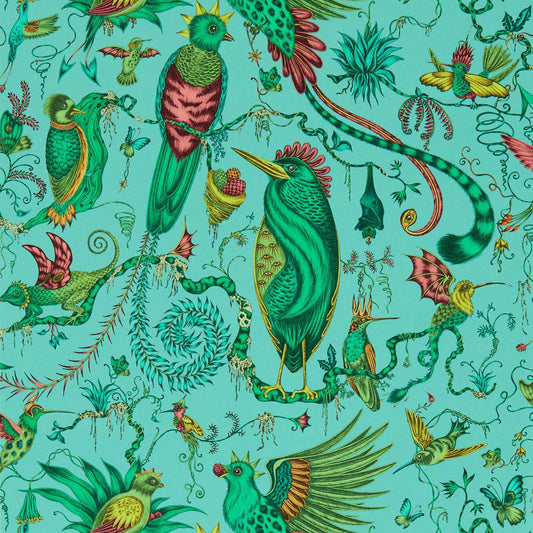 Quetzal Wallpaper - Aqua - Clarke & Clarke - Emma J Shipley - W0217/01 - Premier Wallcovering