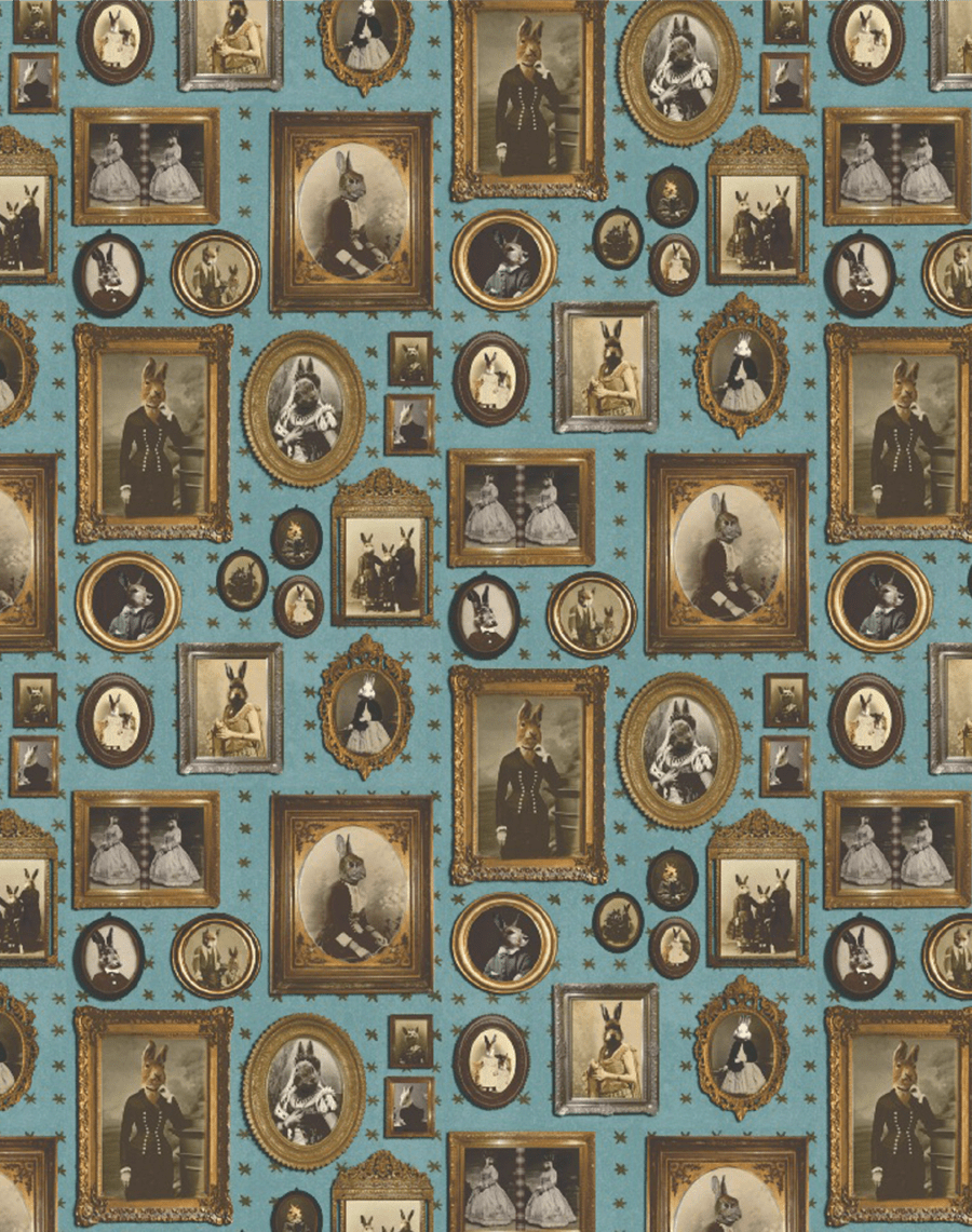 Rabbit Rabbit Rabbit Wallpaper - Blue - The Graduate Collection - CC1RABWAL - Premier Wallcovering