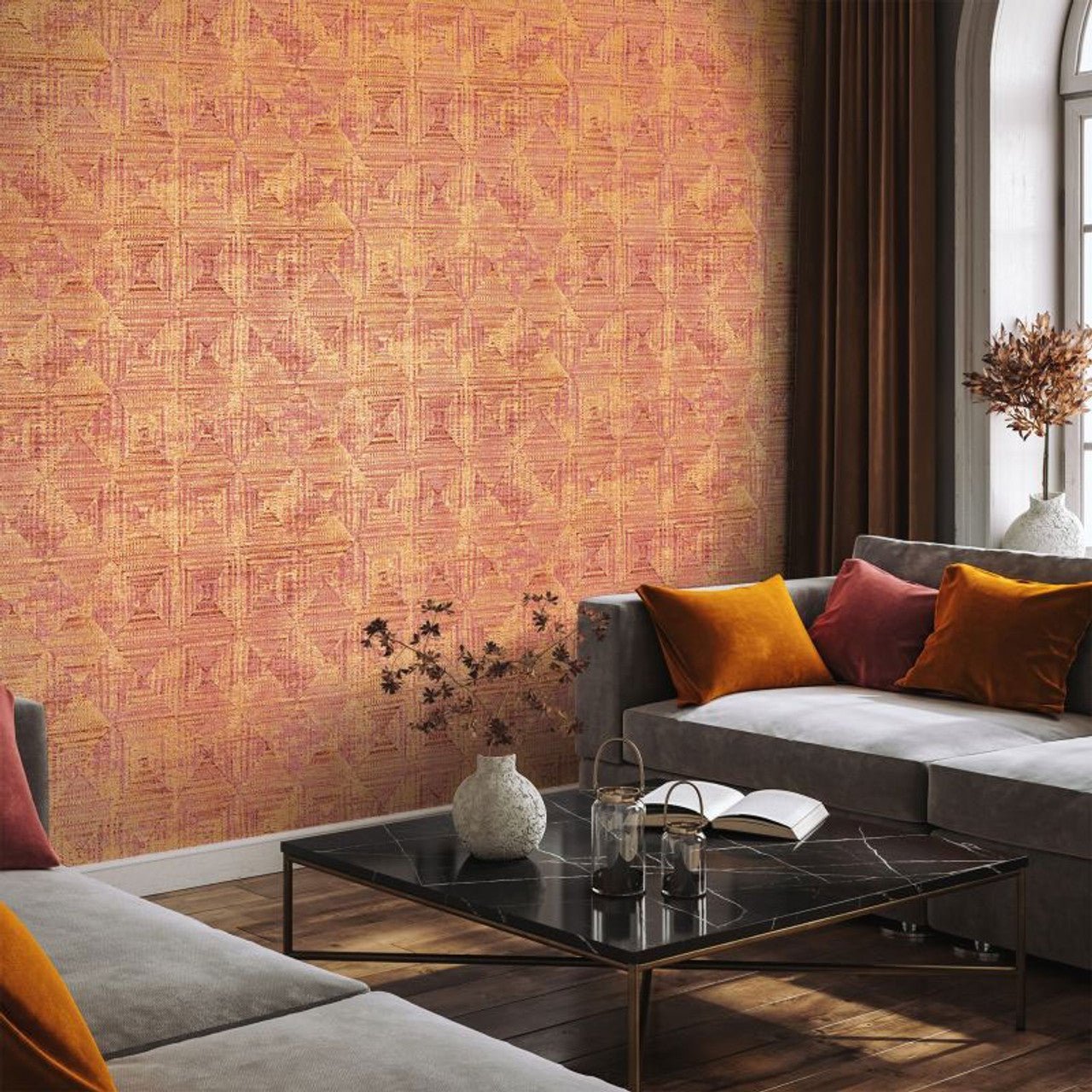 Raffia Pepper Wallpaper - Curcuma - Hohenberger - 65345 - Premier Wallcovering