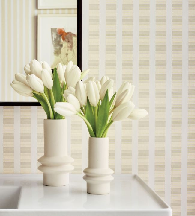 Railway Stripe Wallpaper - Yellow - Thibaut - T44033 - Premier Wallcovering