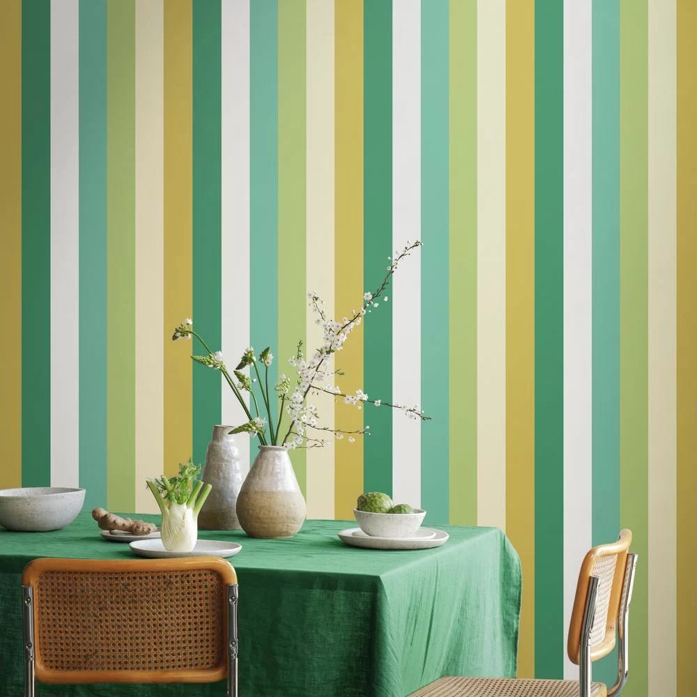 Rainbow Bloc Wallpaper - Pine Nut - Ohpopsi - STR50127W - Premier Wallcovering