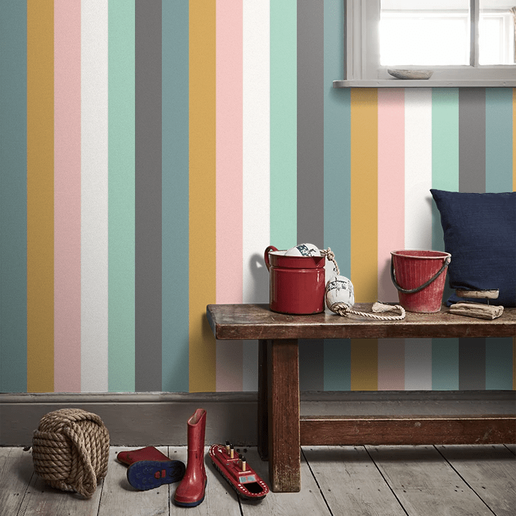 Rainbow Bloc Wallpaper - Carnival Pop - Ohpopsi - STR50123W - Premier Wallcovering
