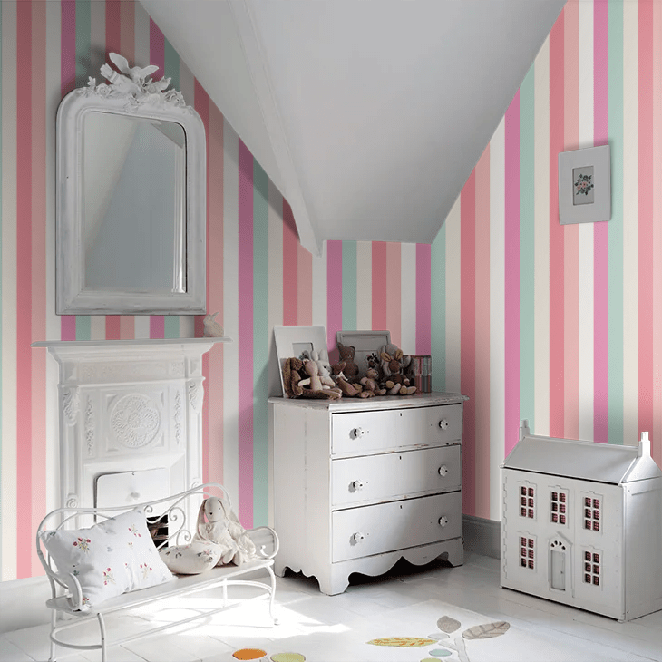 Rainbow Bloc Wallpaper - Bubblegum Twist - Ohpopsi - STR50124W - Premier Wallcovering