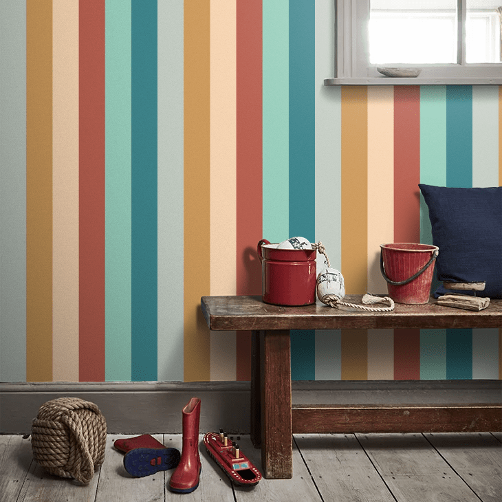 Rainbow Bloc Wallpaper - Teal Mix - Ohpopsi - STR50121W - Premier Wallcovering