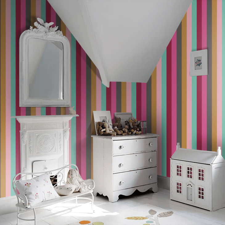 Rainbow Bloc Wallpaper - Hot Magenta - Ohpopsi - STR50122W - Premier Wallcovering