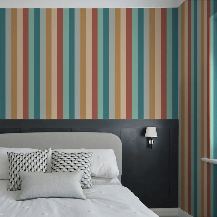 Rainbow Bloc Wallpaper - Teal Mix - Ohpopsi - STR50121W - Premier Wallcovering