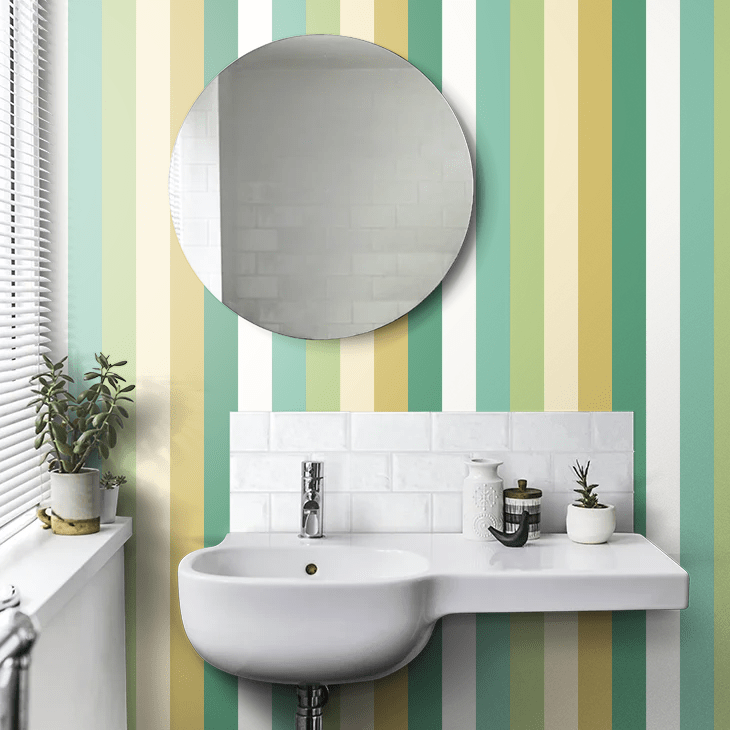 Rainbow Bloc Wallpaper - Pine Nut - Ohpopsi - STR50127W - Premier Wallcovering