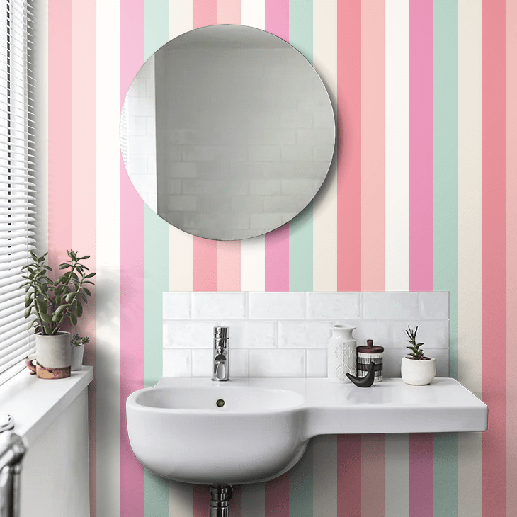 Rainbow Bloc Wallpaper - Bubblegum Twist - Ohpopsi - STR50124W - Premier Wallcovering