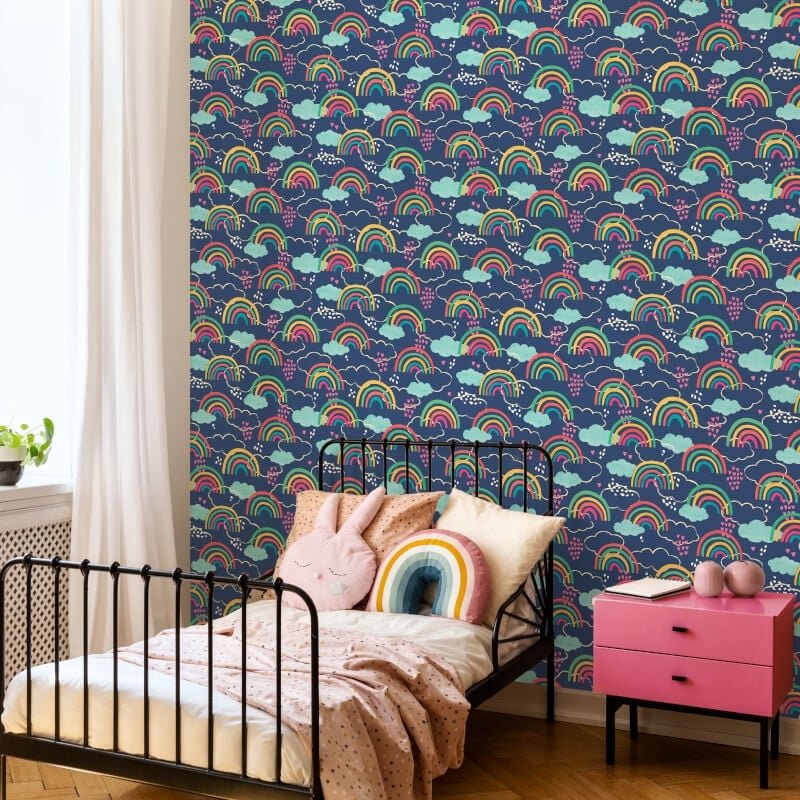 Rainbow Love Wallpaper - Inky Mix - Hoopla Walls - HWA1284W - Premier Wallcovering