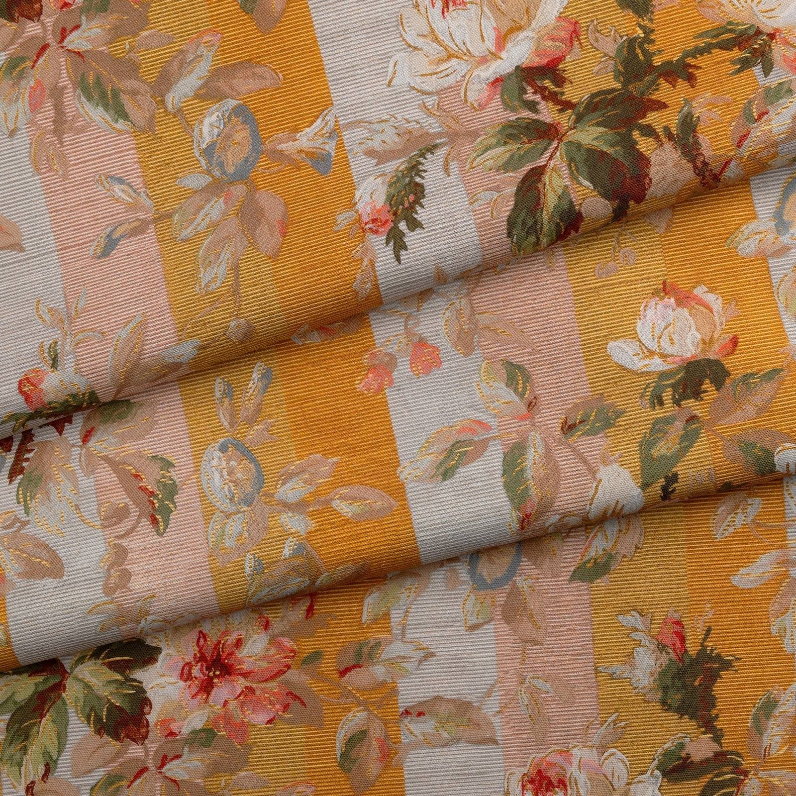 Rainbow Rose Cotton Linen Stripe Fabric - Dusk - House of Hackney - 1-FA-RAI-CL-DUS-XXX-XXX - Premier Wallcovering