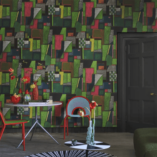 Raku Patchwork Wallpaper - Emerald - PDG1203/01 - Designers Guild - Premier Wallcovering