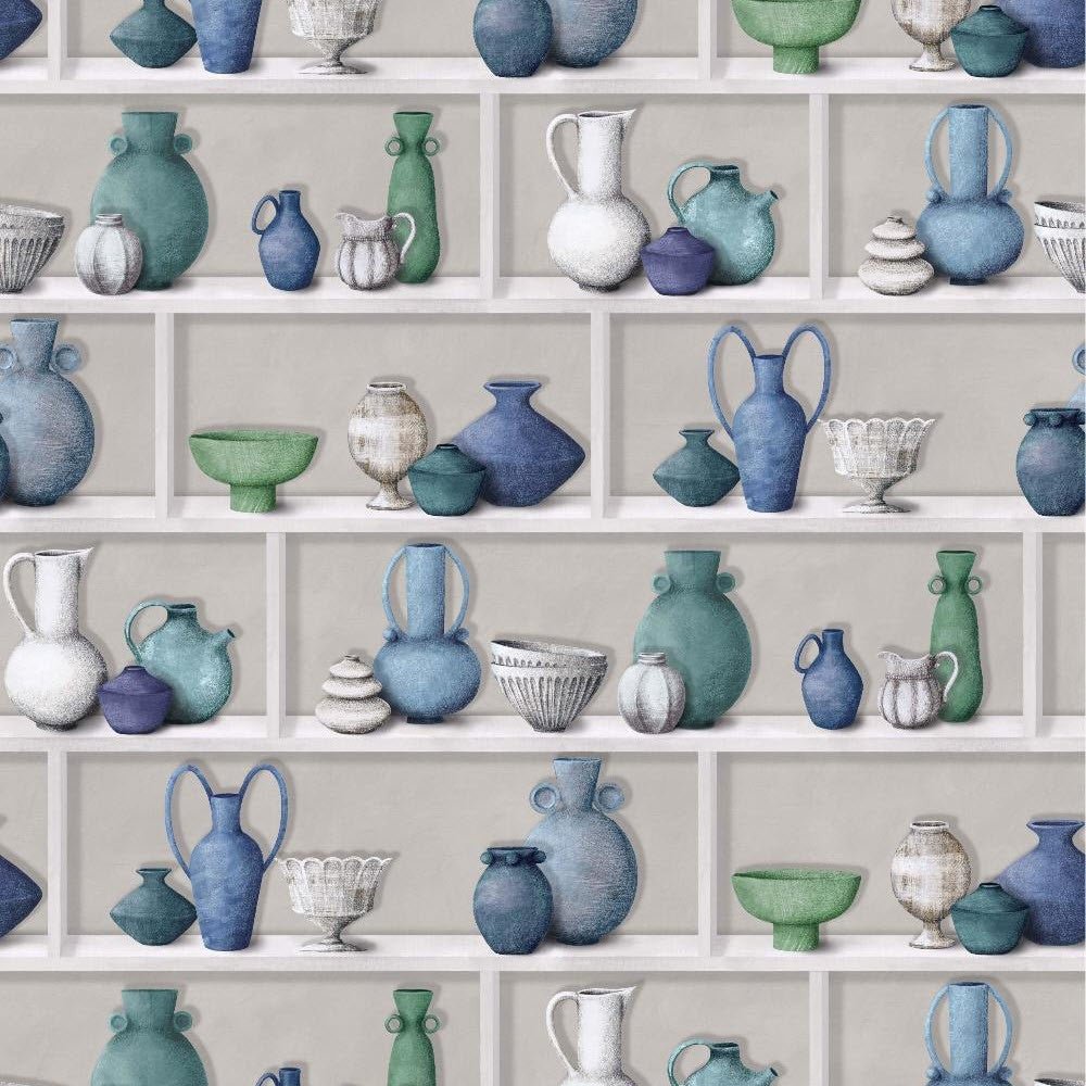 Raku Wallpaper - Indigo/Ivory/Jade - Osborne & Little - W7560-01 - Premier Wallcovering