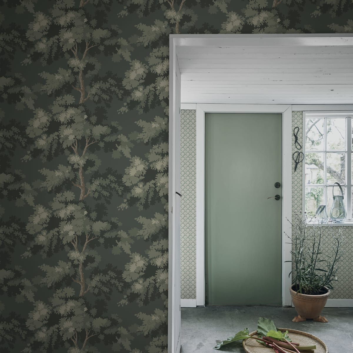 Raphael Wallpaper - Moss Green - Sandberg - S10238 - Premier Wallcovering
