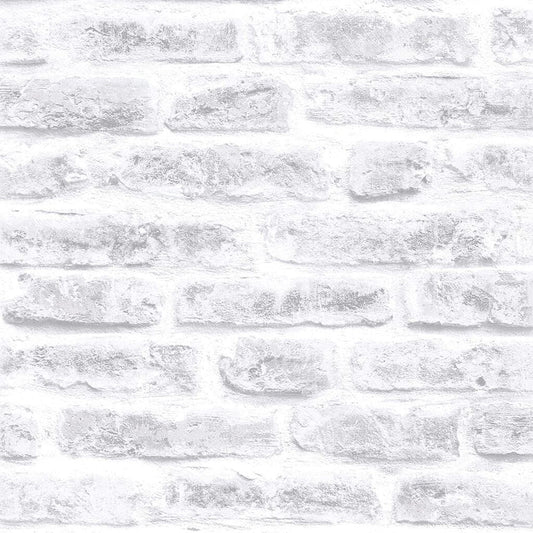 Realistic Brick Wallpaper - White - Superfresco Easy - 101801 - Premier Wallcovering