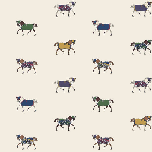 Regal Horse Wallpaper - Cream - Joules - 128905 - Premier Wallcovering