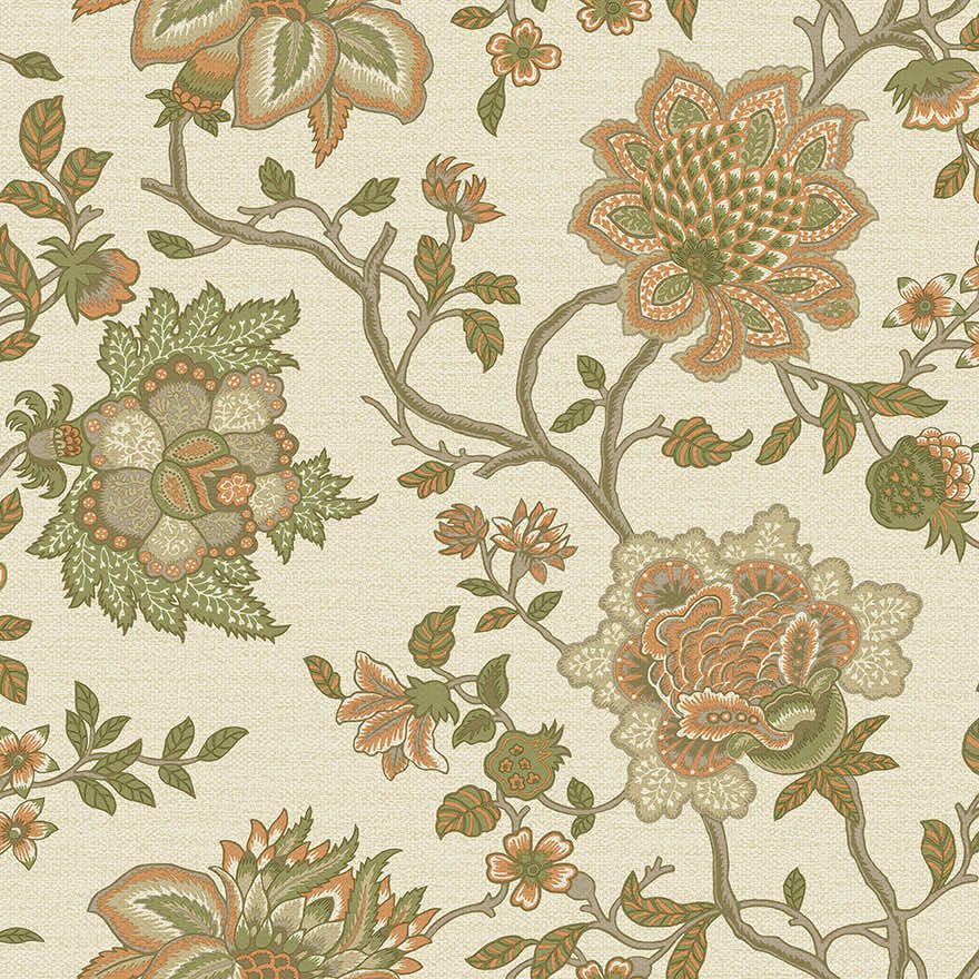 Regan Wallpaper - Orange/Sage - Holden Décor - 91611 - Premier Wallcovering
