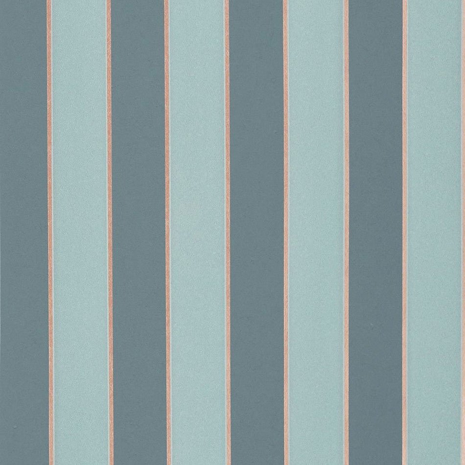 Regency Stripe Wallpaper - Duck Egg/ Copper - Osborne & Little - W7780-07 - Premier Wallcovering