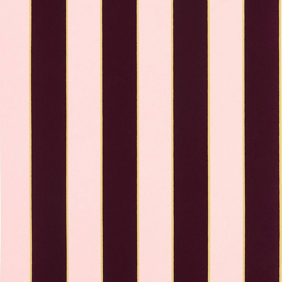 Regency Stripe Wallpaper - Berry/ Gold - Osborne & Little - W7780-12 - Premier Wallcovering
