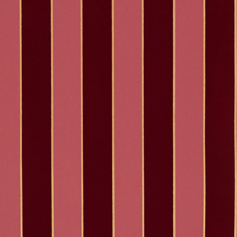 Regency Stripe Wallpaper - Carmine/ Gold - Osborne & Little - W7780-13 - Premier Wallcovering