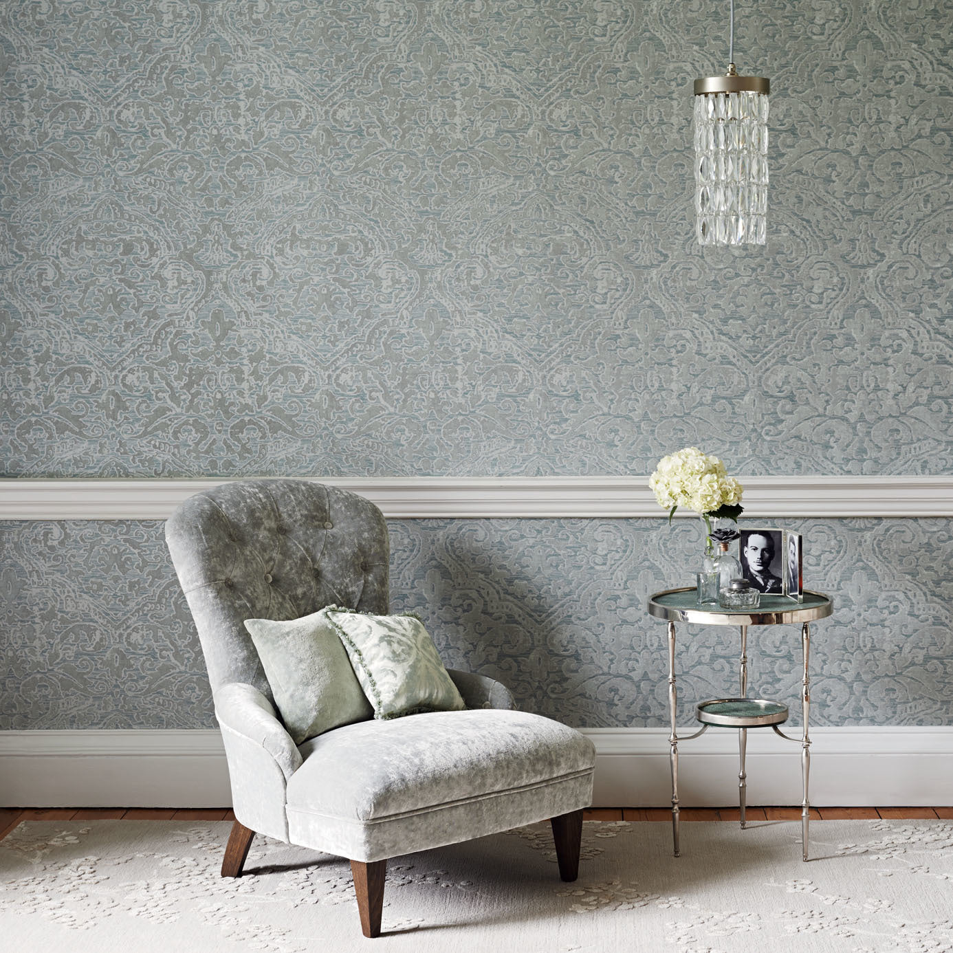 Renaissance Damask Wallpaper - Linen - ZCON312024 - Zoffany - Premier Wallcovering