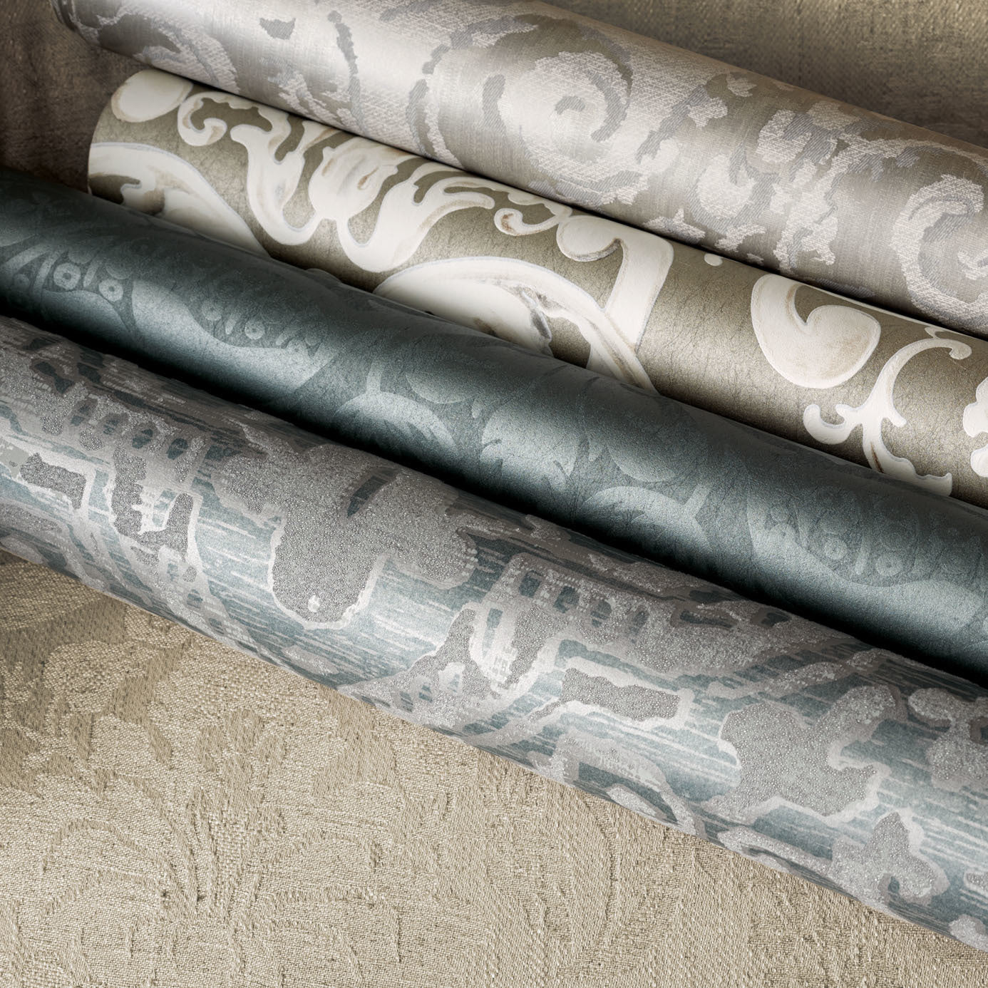 Renaissance Damask Wallpaper - Linen - ZCON312024 - Zoffany - Premier Wallcovering