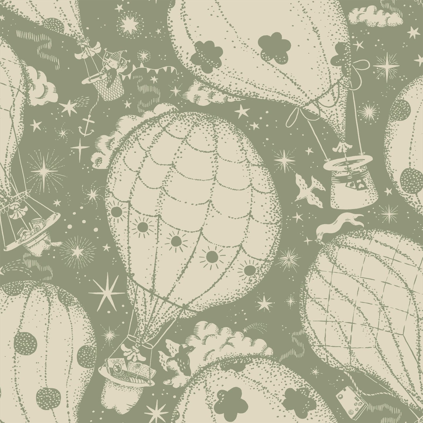 Resan Air Ballons Wallpaper - Green - Galerie - Resan - 29004 - Premier Wallcovering