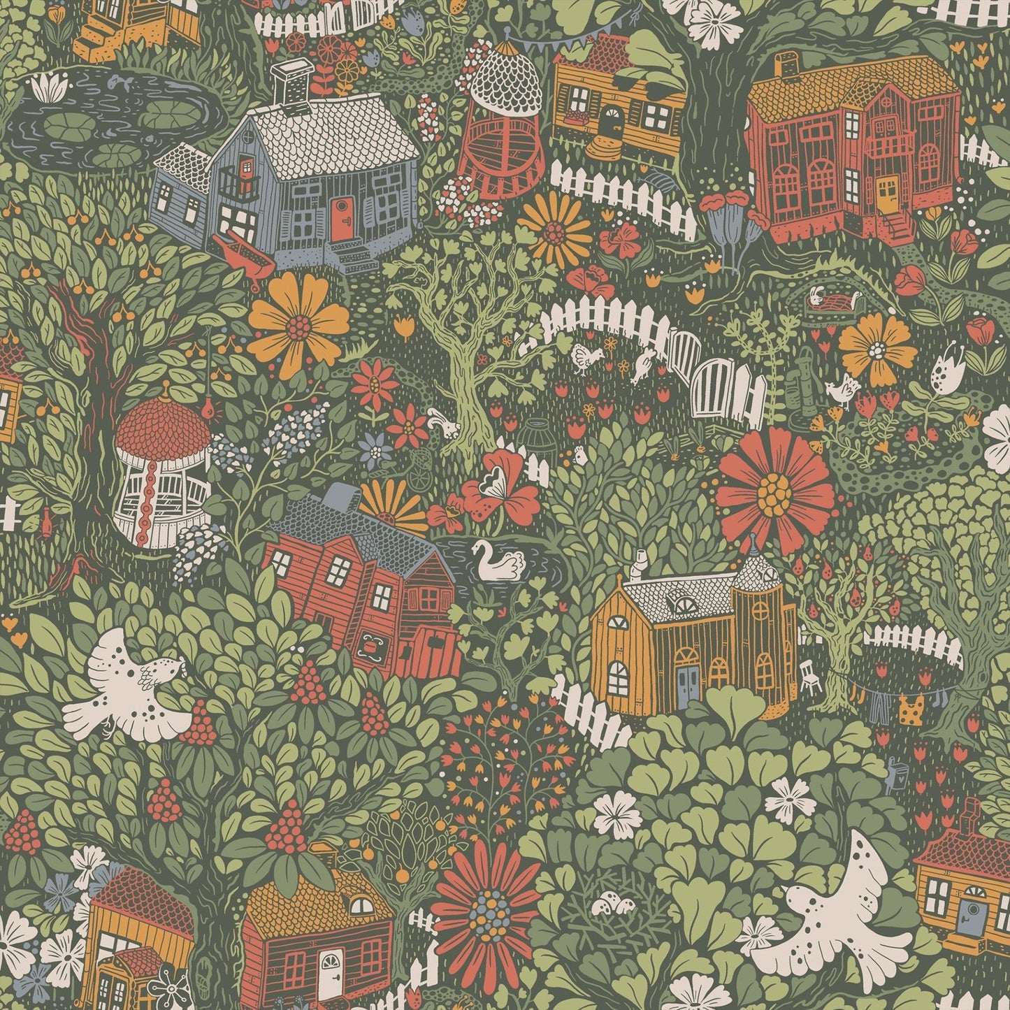 Resan Build a Home Kids Wallpaper - Dark Green - Galerie - Resan - 63003 - Premier Wallcovering