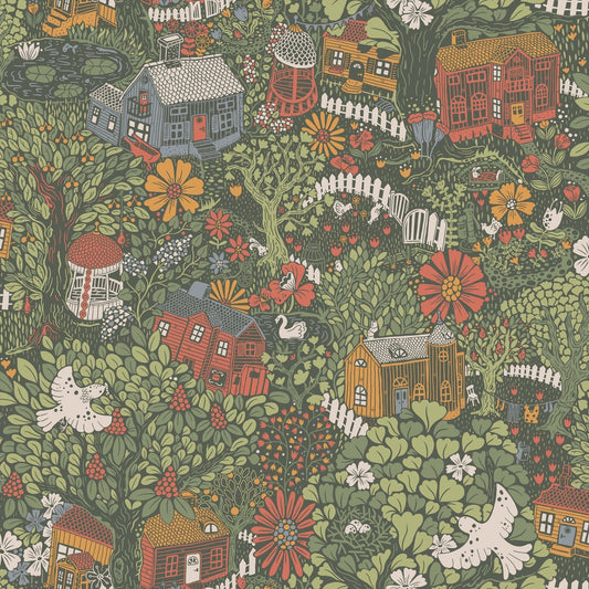 Resan Build a Home Kids Wallpaper - Dark Green - Galerie - Resan - 63003 - Premier Wallcovering